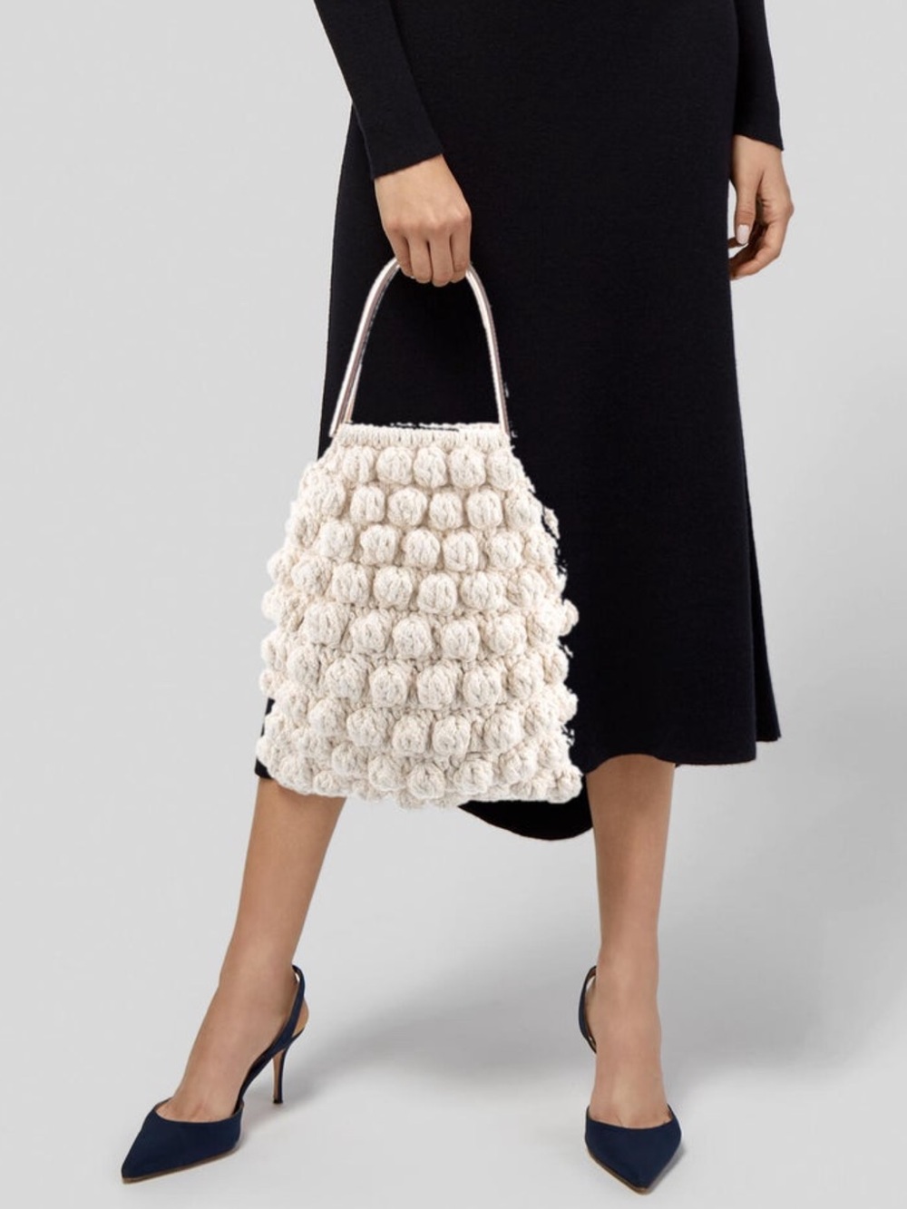 NWOT Ulla Johnson Barranco Ivory Knit Bucket Tote